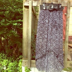 Aztec Pattern Hi-Low skirt with Chunky Belt